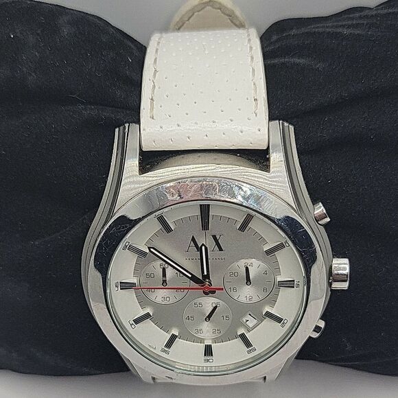 Armani Exchange AX2071 Men's White Leather Analog Dial Quartz Wrist Watch BC499 - Picture 4 of 10